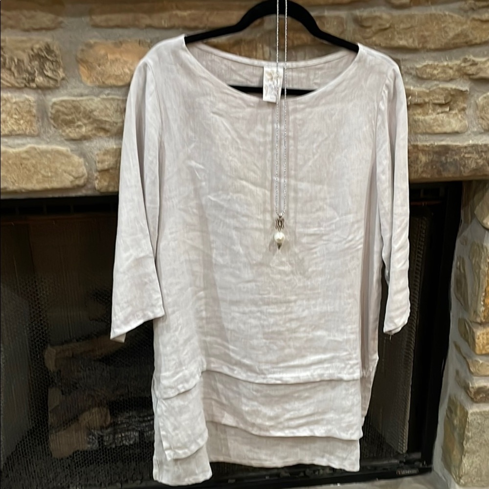 Gray Linen Layered Tunic